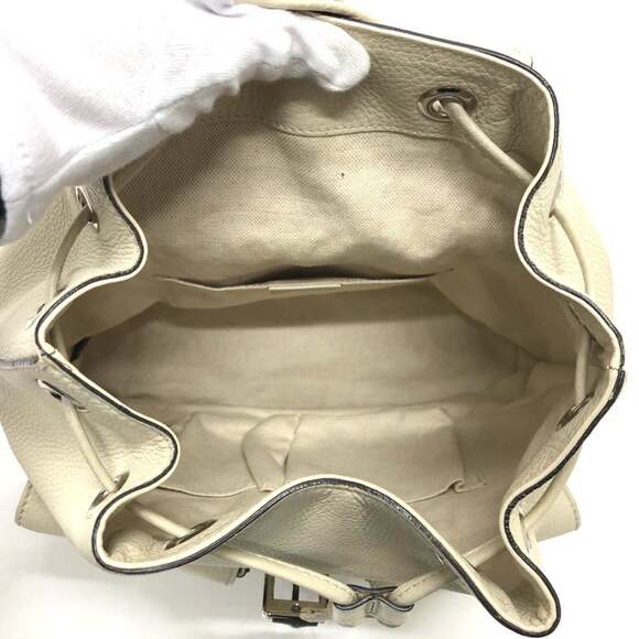 GUCCI Authentic White Leather Bamboo Backpack - Picture 14 of 16